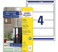 Avery Zweckform L6061-25 Étiquettes pour dossiers A4, 100 pièces, opaque, 192 x 59 mm, blanches 40 étiquettes 10 Blatt