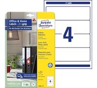 Avery Zweckform L6061-25 Étiquettes pour dossiers A4, 100 pièces, opaque, 192 x 59 mm, blanches 40 étiquettes 10 Blatt