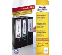 Avery Zweckform® L6061REV-20 L6061REV-20 Étiquettes de classeur, 59 x 192 mm, classeur large (court), 30 feuilles/120 étiquettes, blanc