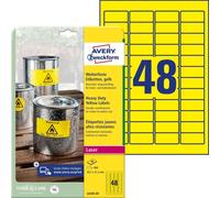 Avery Zweckform L6103-20 Étiquettes en film résistant aux intempéries, 45,7 x 21,2 mm, 20 feuilles/960 étiquettes, jaune
