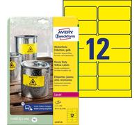 Avery Zweckform L6107-20 Étiquettes en film résistant aux intempéries, 99,1 x 42,3 mm, 20 feuilles/240 étiquettes, jaune