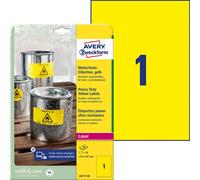 Avery Zweckform L6111-20 Étiquettes en film résistant aux intempéries, 210 x 297 mm, résistant aux intempéries, 20 feuilles/20 étiquettes, jaune
