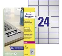 Avery Zweckform L6133-20 Étiquettes de plaque signalétique, 70 x 37 mm, 20 feuilles/480 étiquettes, argentées