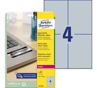Avery Zweckform L6134-20 Étiquettes de plaque signalétique, 105 x 148 mm, 20 feuilles/80 étiquettes, argentées