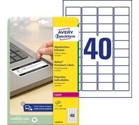Avery Zweckform L6145-20 Étiquettes anti-décollement, 45,7 x 25,4 mm, 20 feuilles/800 étiquettes, blanc