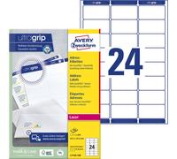 Avery Zweckform L7159-100 Etiquette pour adresse 63.5 x 33.9 mm papier blanc 2400 pc(s) fixation permanente imprimante à jet dencre, imprimante laser,