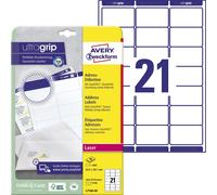 Avery Zweckform L7160-40 Étiquettes d'adresse, 63,5 x 38,1 mm, Convient pour Deutsche Post INTERNETMARKE, 40 feuilles/840 étiquettes, blanc