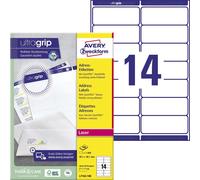 Avery Zweckform L7163-100 Étiquettes d'adresse, A4 avec ultragrip, 99,1 x 38,1 mm, 100 feuilles/1 400 étiquettes, blanc