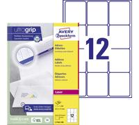 Avery Zweckform L7164-100 Étiquettes d'adresse, A4 avec ultragrip, 63,5 x 72 mm, 100 feuilles/1.200 étiquettes, blanc