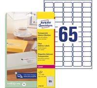 Avery Zweckform L7551-25 Étiquettes d'adresse, A4, 38,1 x 21,2 mm, 25 feuilles/1.625 étiquettes, transparent