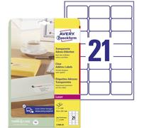 Avery Étiquettes transparentes L7560-25 63,5 x 38,1 mm — 25 feuilles (Import Allemagne)