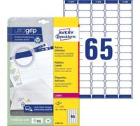 Avery Zweckform L7651-25 Étiquettes d'adresse, A4 avec ultragrip, 38,1 x 21,2 mm, 25 feuilles/1.625 étiquettes, blanc