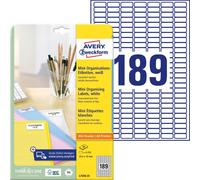 Avery Zweckform L7658-25 Mini-étiquettes d'organisation, A4, 25,4 x 10 mm, 25 feuilles/4.725 étiquettes, blanc