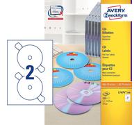Avery Zweckform L7676-100 Étiquettes de CD, Ø 117 mm, 100 feuilles/200 étiquettes, blanc