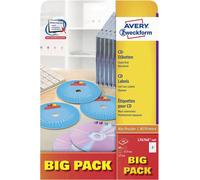 Avery-Zweckform L7676A-40P Etiquette pour CD Ø 117 mm papier blanc 80 pc(s) fixation permanente imprimante laser couleur