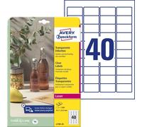 Avery Zweckform L7781-25 Étiquettes transparentes, 45,7 x 25,4 mm, 25 feuilles/1 000 étiquettes, transparent