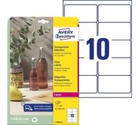 Avery Zweckform L7783-25 Étiquettes transparentes, A4, 96 x 50,8 mm, 25 feuilles/250 étiquettes, transparent