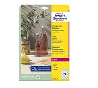 AVERY Zweckform L7787-25 Lot de 25 feuilles d'étiquettes rondes transparentes (300 pastilles adhésives, Ø 60 mm sur A4, autocollants ronds, à imprimer, autocollantes, résistantes aux intempéries,