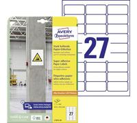 Avery Zweckform l7874-20 Papier antidérapante Étiquettes, 63,5 x 29,6 mm, 20 feuilles/540 Etiquettes Blanc