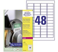 Avery Zweckform l7911-40 Film Étiquettes (A4, 1920 Étiquettes, ultra résistant, 45,7 x 21,2 mm) 40 feuilles Blanc