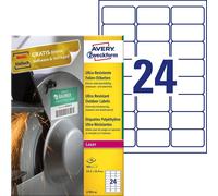Avery Zweckform L7912-40 Étiquettes en film ultra-résistant, 63,5 x 33,9 mm, 40 feuilles/960 étiquettes, blanc