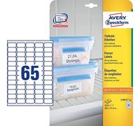 AVERY Zweckform L7971-25 Lot de 1 625 étiquettes pour congélation (1 625 autocollants, 38,1 x 21,2 mm sur A4, autocollantes, résistantes à la température et au congélateur, imprimables) 25 feuilles,