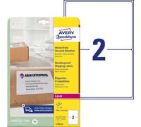 Avery Zweckform L7996-25 Étiquettes d'expédition, A4, 199,6 x 143,5 mm, 25 feuilles/50 étiquettes, blanc