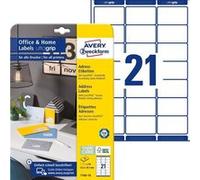 AVERY Zweckform 7160-10 étiquettes d'adresse (210 étiquettes 63,5 x 38,1 mm sur format A4, étiquettes de retour imprimables, étiquettes d'adresse, autocollantes, avec ultra agrippantes, idéales pour