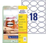 AVERY Zweckform Lot de 10 feuilles d'étiquettes autocollantes pour bouteille (63, 5 x 42, 3 mm, ovale, idéales pour les bocaux à condiments, les pots à épices, les bouteilles de liqueur, les produits faits maison de cuisine Blanc