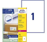 Avery Feuilles d'étiquettes d'expédition L7167 – Lot de 100 blanches opaques 199,6×289,1 mm