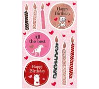 Avery Zweckform Lot de 19 stickers décoratifs Happy Birthday (autocollants, anniversaire, cartes, fêtes, félicitations) 57076