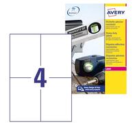 Avery Zweckform Lot de 20 étiquettes de protection et de sécurité 105 x 148 mm Film résistant aux intempéries Blanc