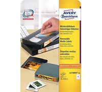 Avery Étiquettes disquettes 3,5" 70 x 50,8 mm – 250 pièces amovibles, blanc + pochettes
