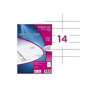 OFFICE STAR - 1400 Étiquettes Autocollantes Multi-Usages Blanches Personnalisables Imprimables - Format 105 x 42,4 mm - Impression Laset Jet d'Encre et Copieur