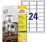 AVERY ZWECKFORM Lot de 3 étuis 240 étiquettes adhésives blanches Jet d'encre ultra résistantes 63,5x33,9mm
