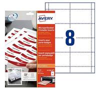 Avery - 160 inserts imprimables pour badges 90x60 mm - cartes blanches en papier 190 g/m² - format standard carte de visite - impression laser et jet d’encre - personnalisables L4728-20