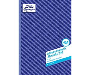 AVERY Zweckform Lot de 506 mini travaux de paie (format A4, avec 1 feuille de papier bleu, reconnu par l'administration fiscale, pour les employés mineurs, avec documentation conforme à la loi sur le