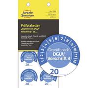AVERY Zweckform Lot de 80 plaques de test testées selon la législation DGUV 3 20 (avec l'année à inscrire soi-même, résistantes, autocollantes, 30 mm, autocollant de contrôle en vinyle) 7909 Bleu