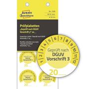 AVERY Zweckform Lot de 80 plaques de test testées selon la législation DGUV 3 20 (avec l'année à inscrire soi-même, résistantes, autocollantes, 30 mm, autocollant de contrôle en vinyle) 7908 Jaune