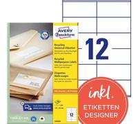 Avery Zweckform LR3424 Étiquettes universelles recyclées, A4 105 x 48 mm, blanc naturel