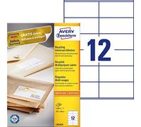 Avery Zweckform LR3424 Étiquettes universelles recyclées, A4 105 x 48 mm, blanc naturel