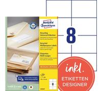 Avery Zweckform LR3427 Étiquettes universelles recyclées, A4 105 x 74 mm, blanc naturel