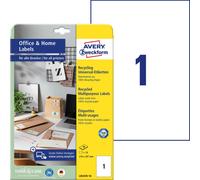 Avery Zweckform LR3478-10 Etiquette universelles 210 x 297 mm papier recyclé blanc 10 pc(s) fixation permanente imprimante laser couleur, imprimante laser