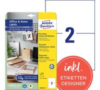 Avery Zweckform LR3655-10 Étiquettes recyclées, Home Office, petit paquet, étiquettes d'adresse A4, étiquettes d'expédition 210 x 148 mm, blanc naturel