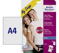 Avery Zweckform MD1001 Paquet de 5 feuilles A4 de transferts pour t-shirt à textile clair (Import Allemagne)