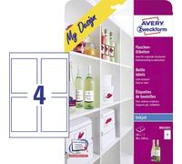 Avery Zweckform Paquet de 5 feuilles A4 de 4 étiquettes pour bouteilles (Import Allemagne)