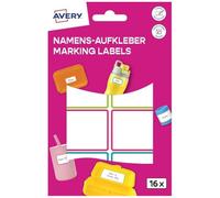 AVERY Zweckform NAME16C Lot de 16 étiquettes nominatives pour enfants imperméables (35 x 36 mm, film, étiquettes nominatives autocollantes, étiquettes nominatives inscriptibles, passent au
