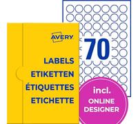 AVERY Zweckform P3414-100 Étiquettes rondes (7 000 points adhésifs, Ø 25 mm sur A4, autocollants ronds pour imprimer, étiquettes pour produits autocollants, étiquettes de confiture permanentes) 100