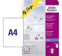Avery Zweckform Paquet de 4 feuilles A4 de stickers pour verre transparent (Import Allemagne)