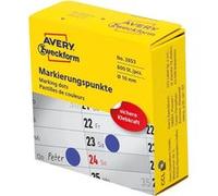 Avery Pastilles adhésives 3853 Ø 10 mm bleu fixation permanente papier 800 pcs